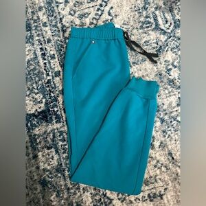 Figs- medium, "Teal Tansen" jogger scrub pants with functional drawstring